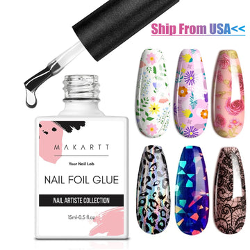Makartt Nail Foil Glue Gel for Nail, Foil Gel Transfer for Nails Art Stickers Strong Adhesion Foil Transfer Gel Soak Off 15ML