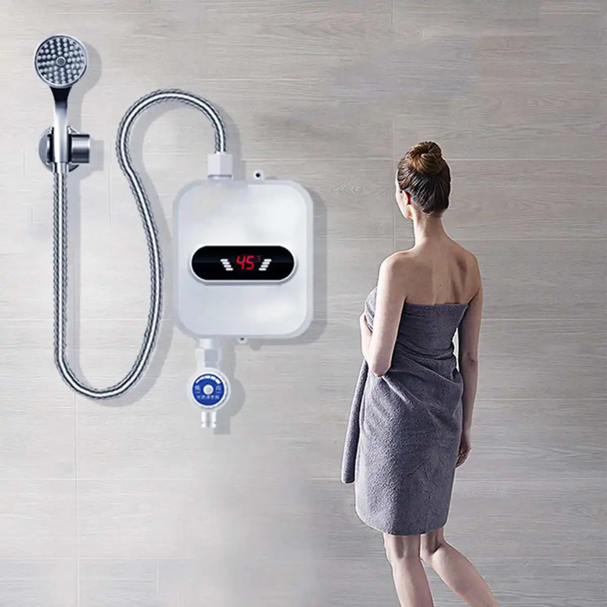 Electric Constant Temperature Water Heater Faucet Instant Heating LED Display Shower Tap Vertical Installation for Home