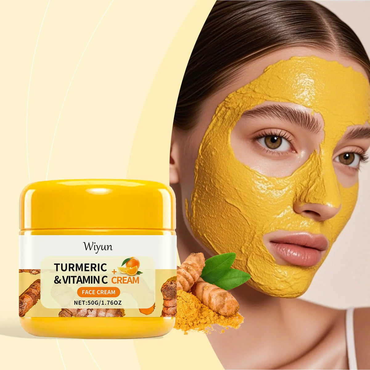 Turmeric Brightening Cream Fade Dark Spots Remove Pigmentation Smooth Fine Lines Lightening Lifting Moisturizing VC Faci