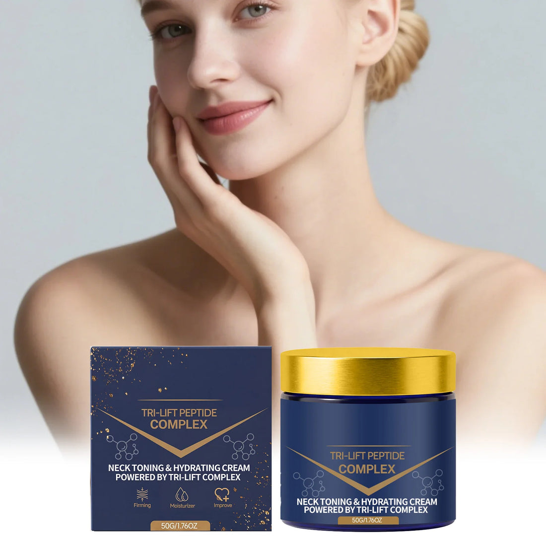 Tri-Lift Peptide Complex Cream Reduces Fine Lines Firms Hydrates Brightens Dull Skin Reduce Wrinkles Face Neck Moisturiz