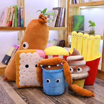 New Styles Hamburger Plush Toys Soft Food Sausage Popcorn Ice Cream Doll Pillow Girls Sofa Cushion Stuffed Birthday Gifts