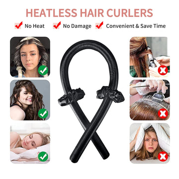 Heatless Curling Rod Headband No Heat Silk Curls Ribbon Hair Rollers Sleeping Soft Headband Lazy Hair Curlers Hair Styling Tools