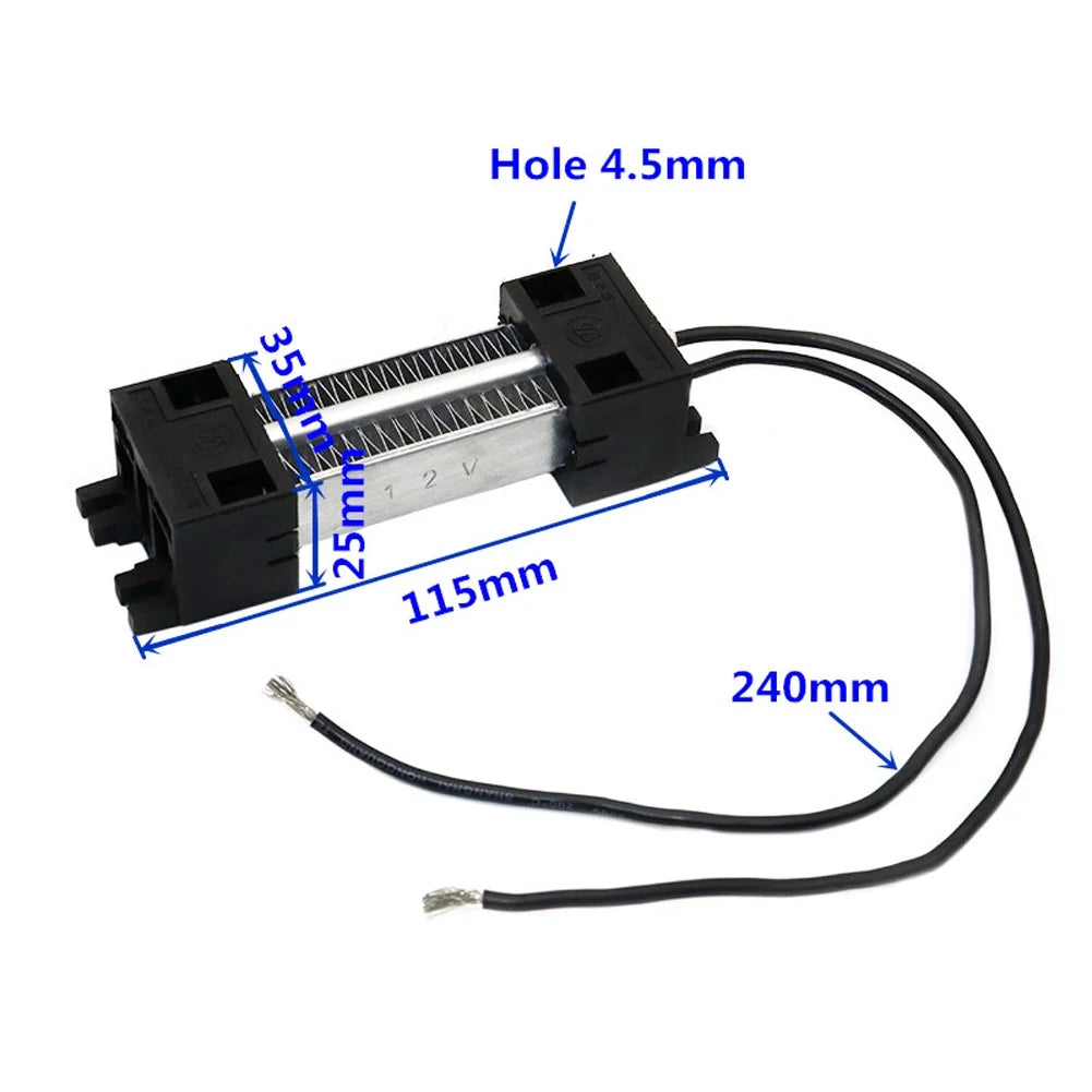 12V 50W/100W/150W PTC Air Heater Silver & Black