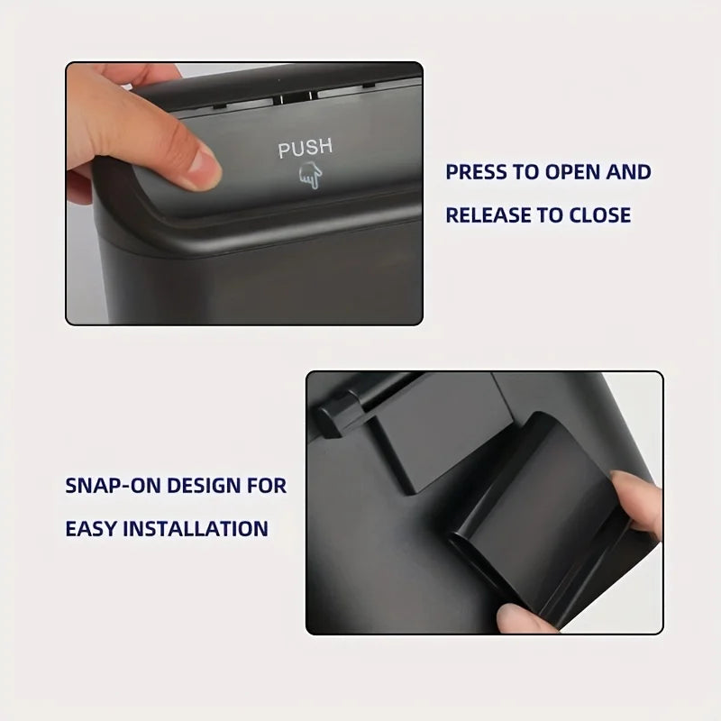 Car Trash Bin Hanging Vehicle Garbage Dust Case Storage Box Plastic Pressing Square Trash Can Type Auto Car Supplies