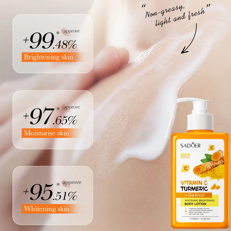 Turmeric Vitamin C Body Lotion Super Moisturizing Tender Firming Skin Brightening Face Cream Dark Spots Lighten Skin Car