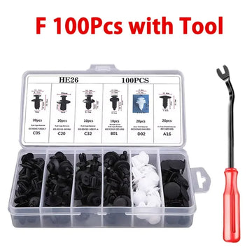 2026 100Pcs Car Fastener Clip Kit Fender Rivet Plastic Clips Auto Body Push Retainer Pin Rivet Bumper Door Trim Panel Repair