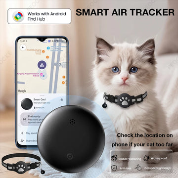 Anti-Lost Cat Collar for Smart Tag GPS Tracker Protective Case With Bell Cats Necklace, Bluetooth Tracker Tag for Android