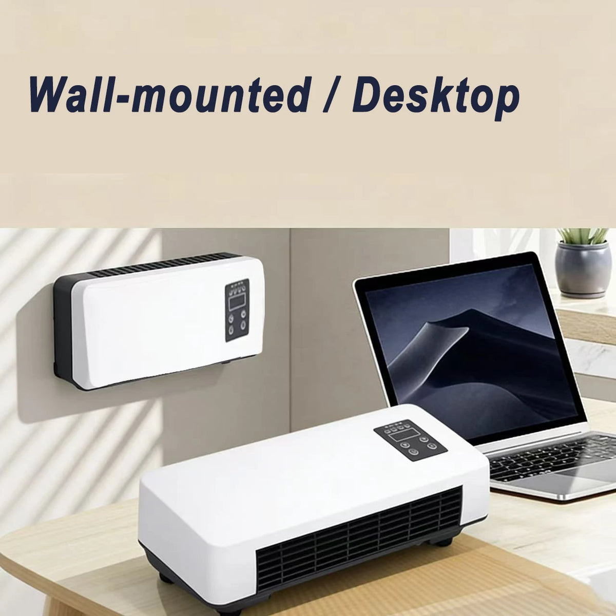 1500W Wall-mounted Electric Indoor Heater with Remote Control, 2 in 1 Mini Warmer / Ventilation Fan For Bedroom Bathroom