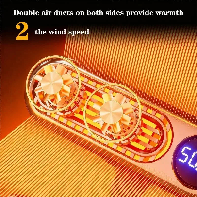 Electric Heater Fan with Digital Display Fast Heating Fan 12V/24V Car Heater Winter Car Speed Heating Fan Defogging Heat