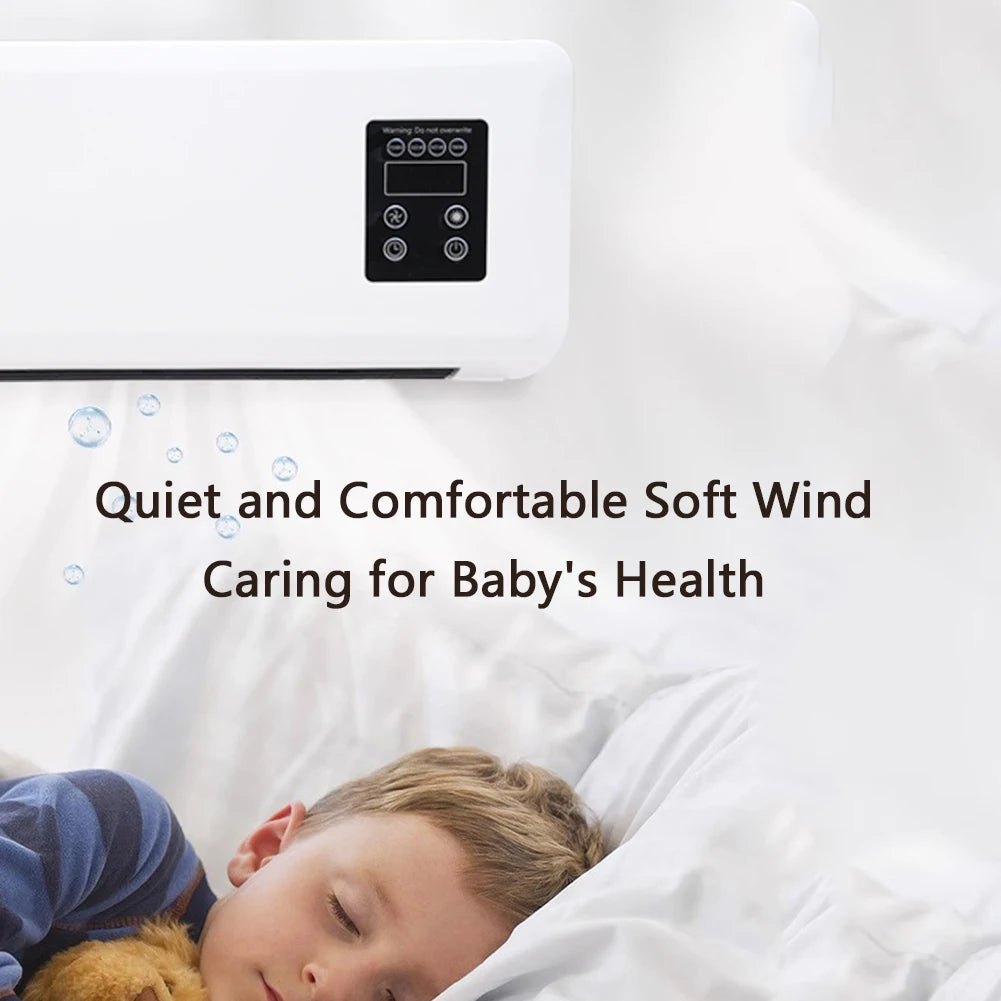 1500W Wall-mounted Electric Indoor Heater with Remote Control, 2 in 1 Mini Warmer / Ventilation Fan For Bedroom Bathroom