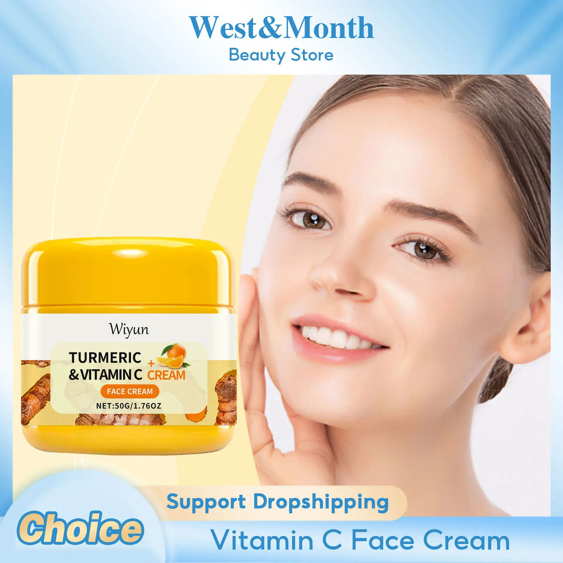 Turmeric Brightening Cream Fade Dark Spots Remove Pigmentation Smooth Fine Lines Lightening Lifting Moisturizing VC Faci