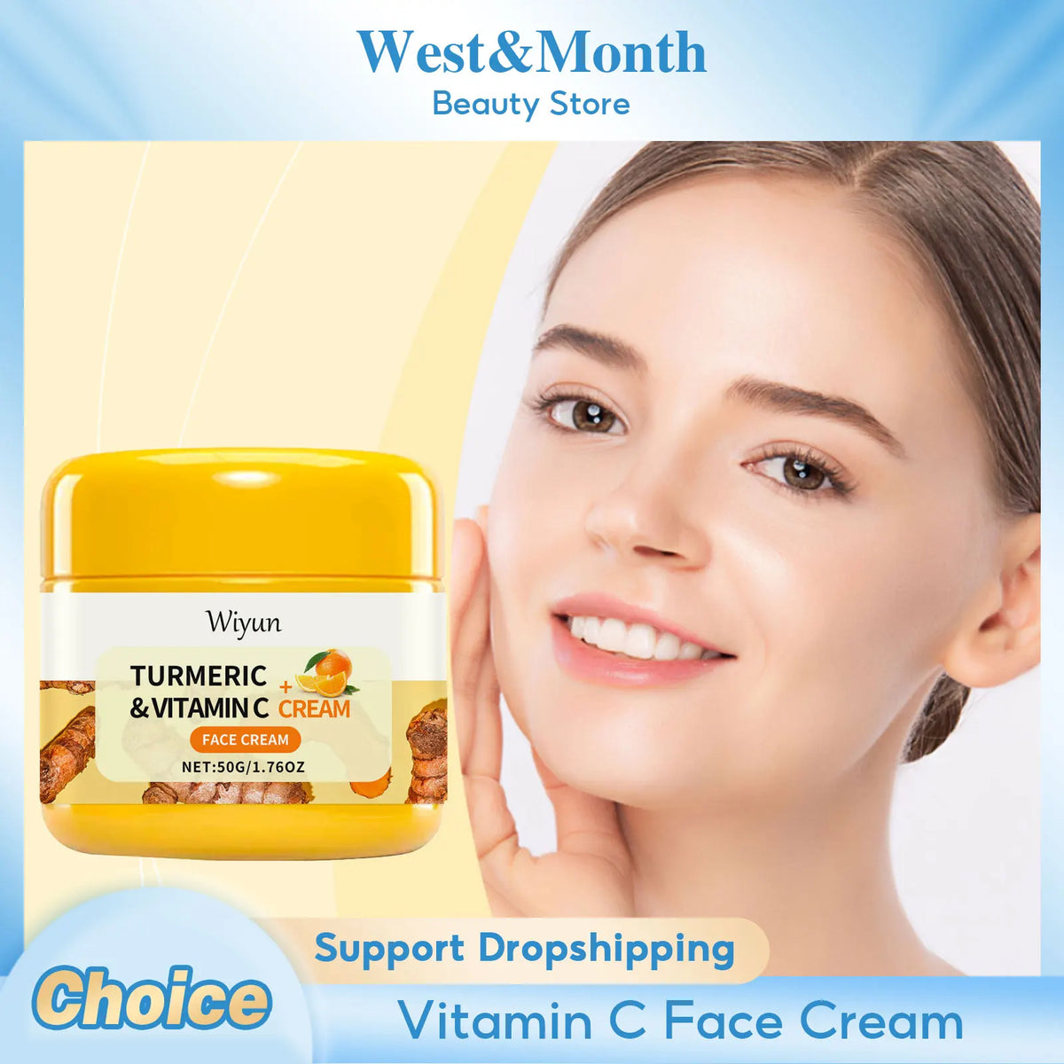 Turmeric Brightening Cream Fade Dark Spots Remove Pigmentation Smooth Fine Lines Lightening Lifting Moisturizing VC Faci