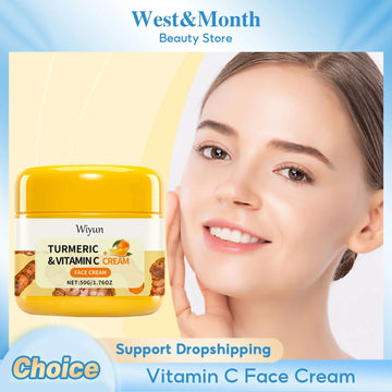 Turmeric Brightening Cream Fade Dark Spots Remove Pigmentation Smooth Fine Lines Lightening Lifting Moisturizing VC Faci