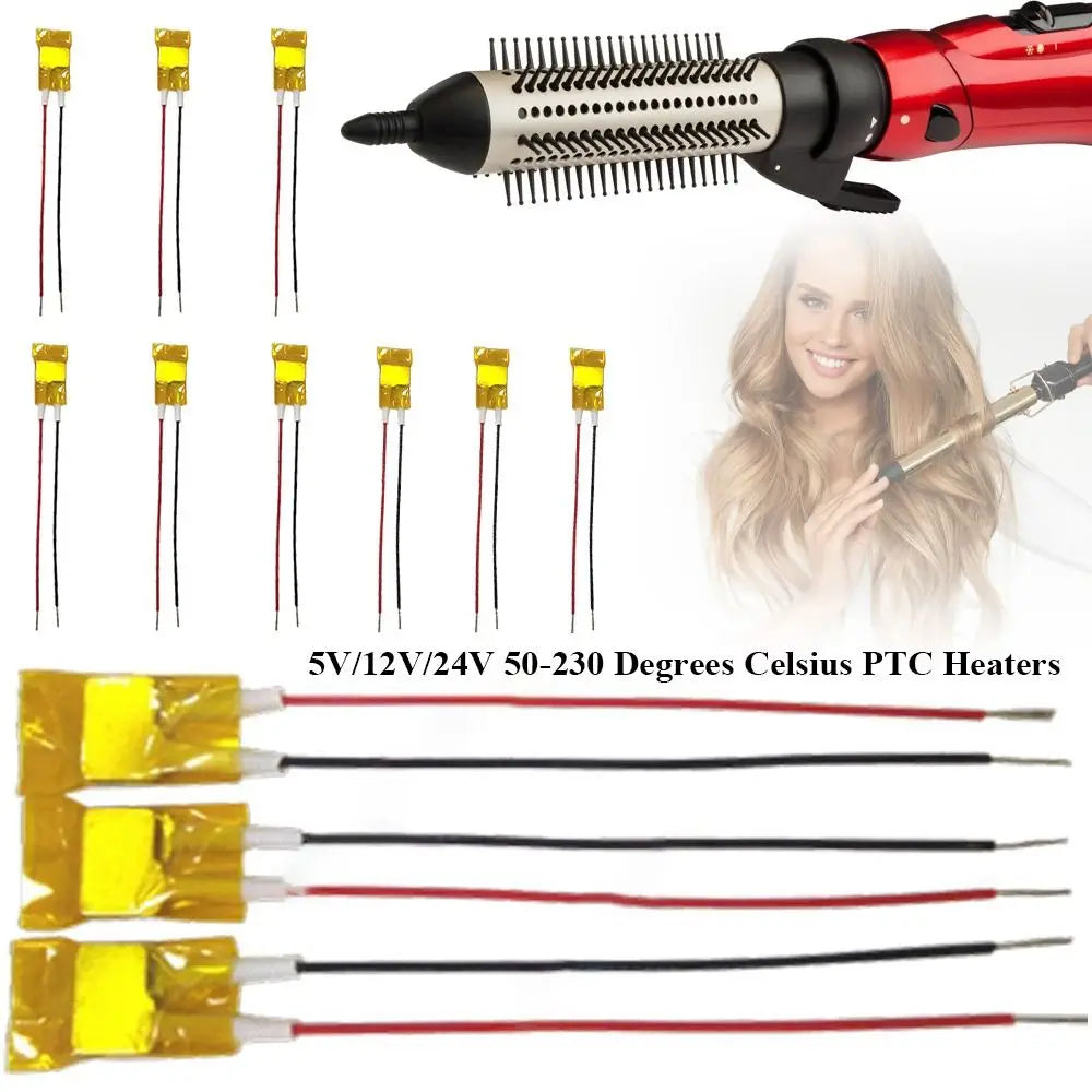 50-230 Degrees Celsius PTC Heaters 5V/12V/24V Heating Element Hair Dryer Accessories Curlers Heater Poultry Incubator To