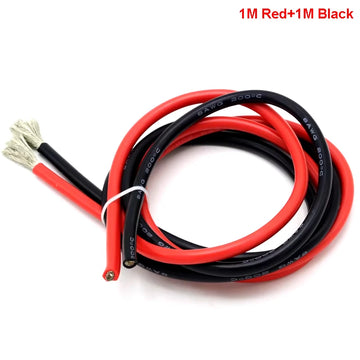 2 Meter Silicon Wire 8 10 12 14 16 18 20 22AWG Heatproof Soft Silicone Silica Gel Wire Cable (1Meter Red+1Meter Black) )