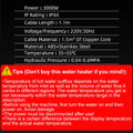 Instant Electric Water Heater Temperature Display Water Heating Kitchen Hot 3000W Water Heater with LED EU Plug Kitchen 