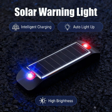 Solar Powered LED Strobe Warning Light Waterproof Car Motorcycle Truck Emergency Flashlight Safety Lamp for Night Fog Running