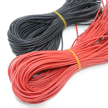 10 Meter/Lot High Quality Wire Silicone 10 12 14 16 18 20 22 24 26 28 30 AWG 5m Red and 5m Black Color