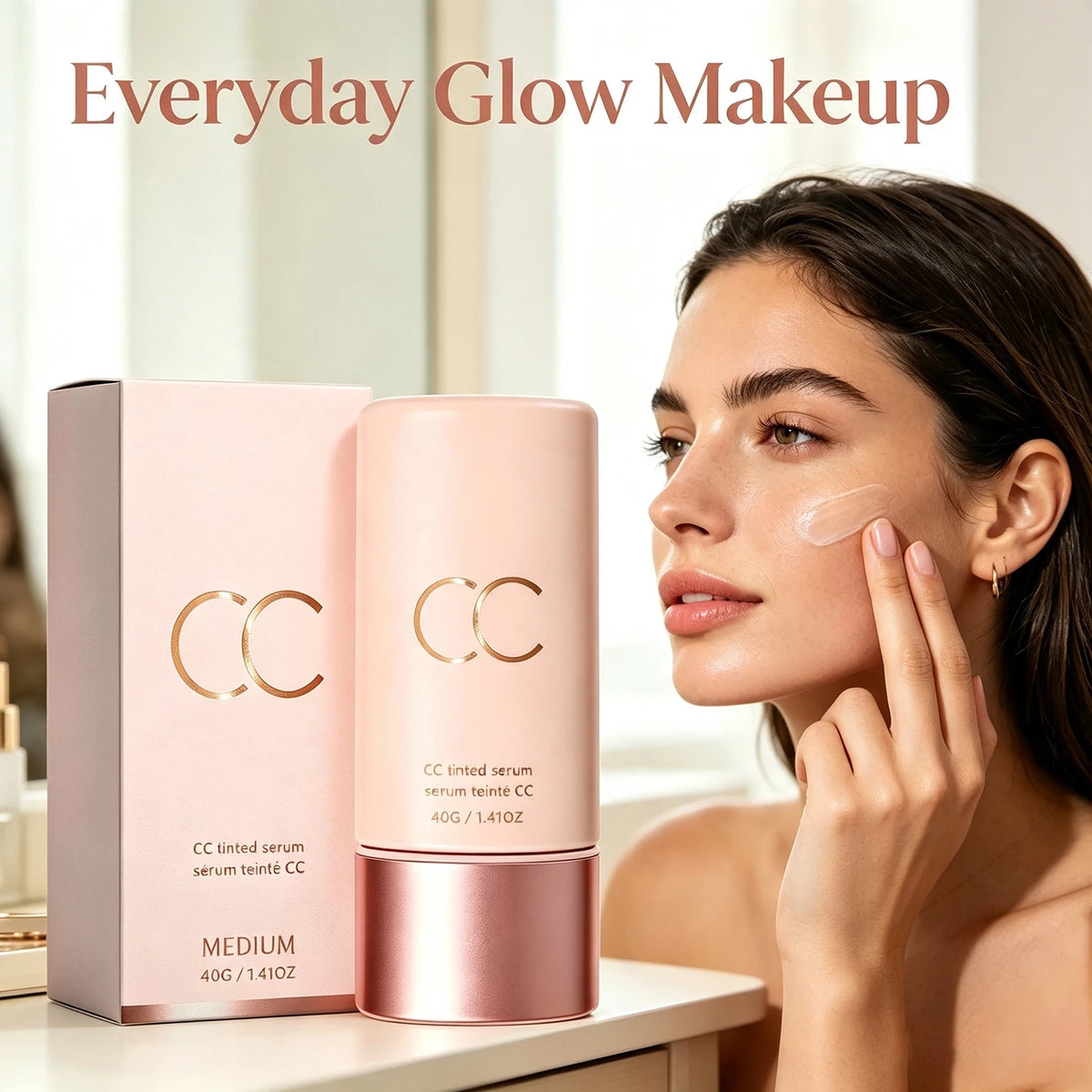 CC Color Correcting Cream Lightweight Smooth No Caking Even Tone Natural Glow Easy Apply No Makeup for Women Daily Commu