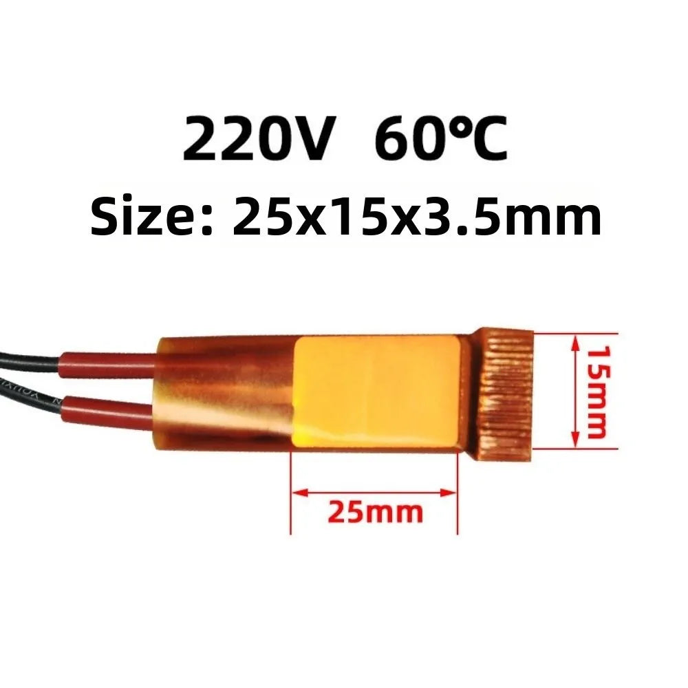New 60-270 Degrees Heating Element 12V 24V 110V 220V 25*15*3.5mm Curlers Heater Celsius PTC Heaters For Miniature Heatin