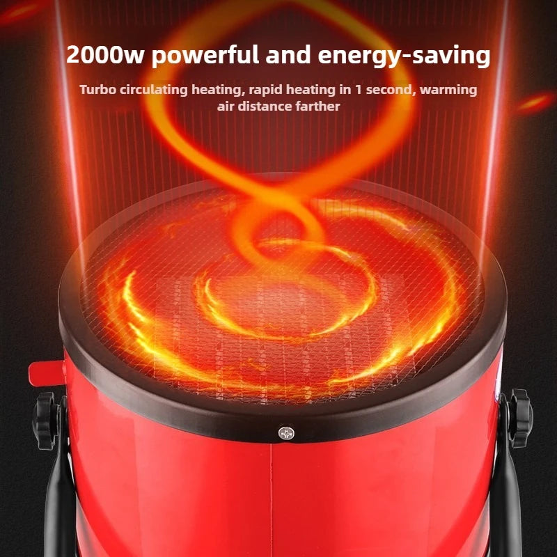 Electric Heating Fan 2000W Portable Space Heater Adjustable Thermostat 2 Heat Settings + Fan Mode Overheat & Tip-Over Pr
