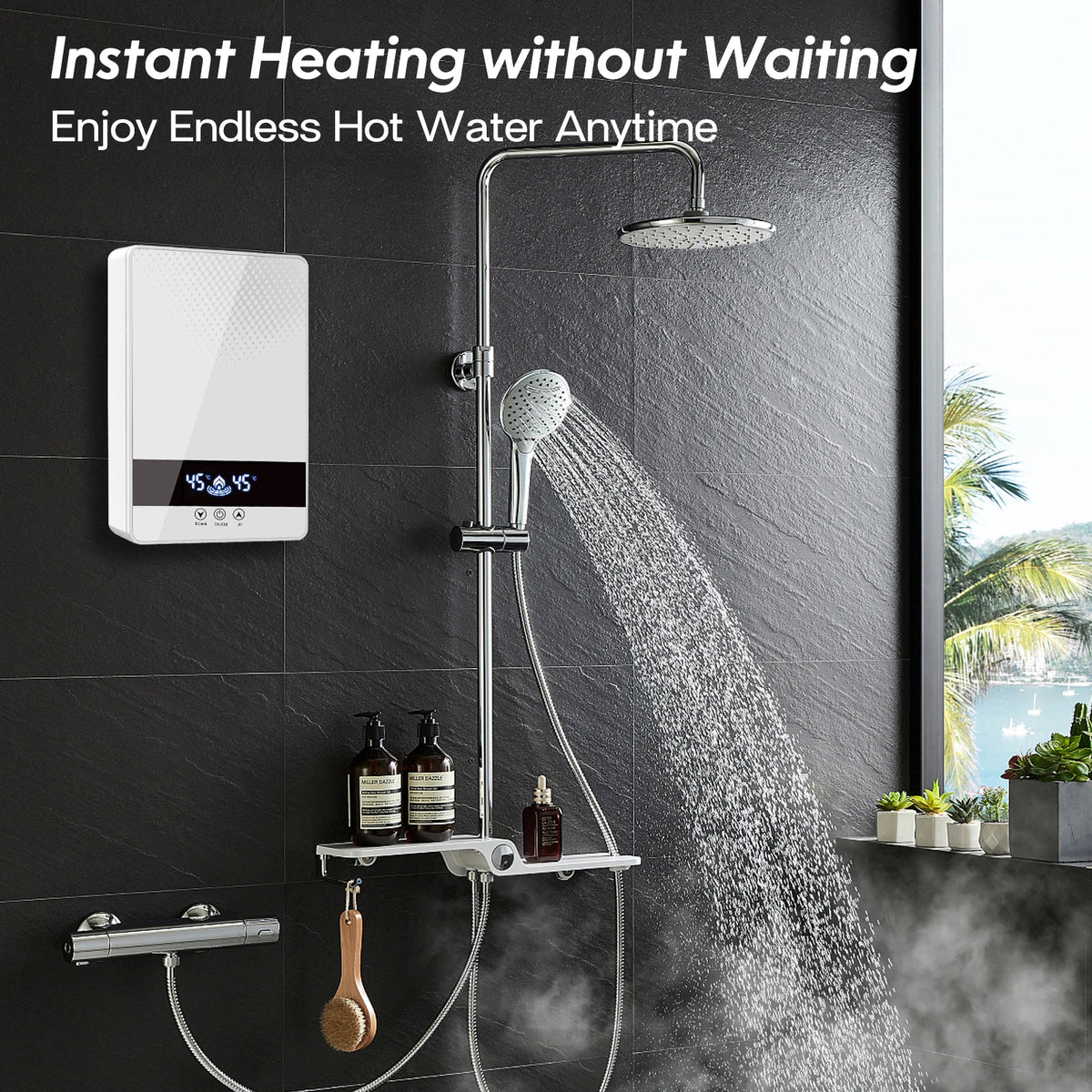 Instant Electric Tankless Water Heater Shower Bathroom Bath Water Heater 220-240V 7000W Temperature Automatica Household