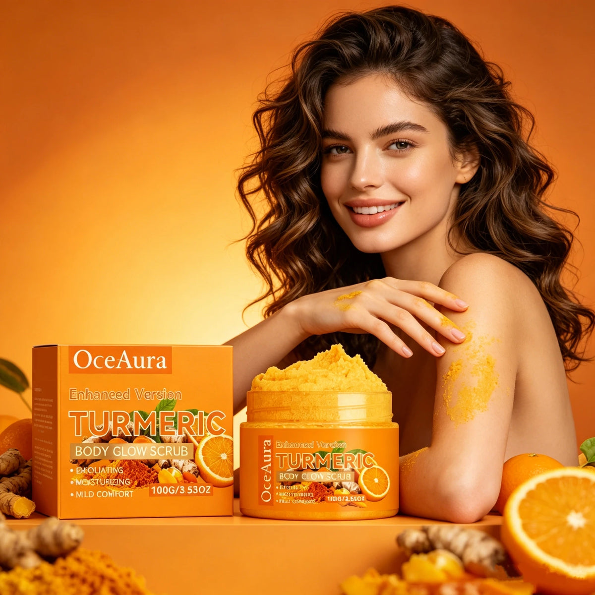 Enhanced Brightening Turmeric Body Scrub Moisturizing Smooth Boost Glow Shower Exfoliating Cream Hydrating Anti-Dull Bod