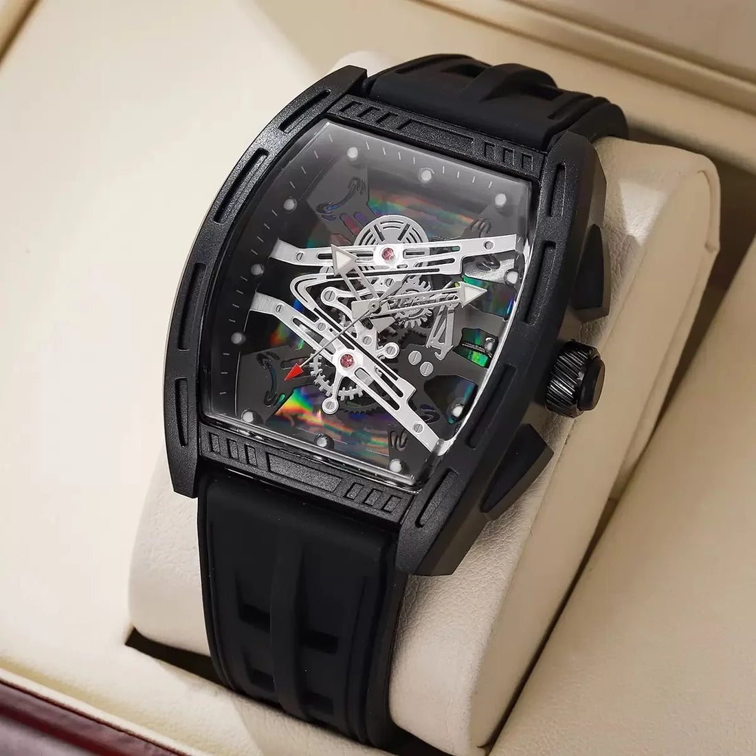 Men's Quartz Watch Sport Silicone Strap Fashionable Watch for Male Anniversary Gift