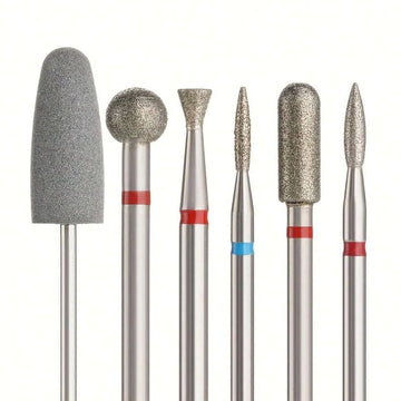 6pcs/set Diamond Sand Nail Files Drill Cuticle Polishing Bit Nail Grinding Head Electric Manicure Set for Removing Acrylic