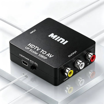 Black 1080P HDTV to AV RCA Converter Box Video Audio Composite Adapter Support CVBS LR for HDTV PC Projector