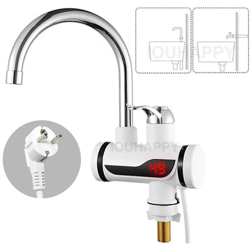 Instant Electric Water Heater Temperature Display Water Heating Kitchen Hot 3000W Water Heater with LED EU Plug Kitchen 