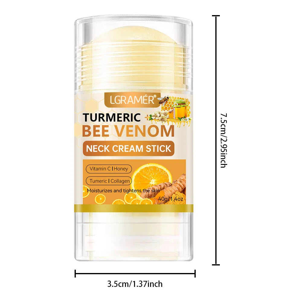 LGRAMER Turmeric Vitamin C Neck Cream Stick Face Cream Stick Anti-Aging Lightens Spots and Wrinkles Whitening