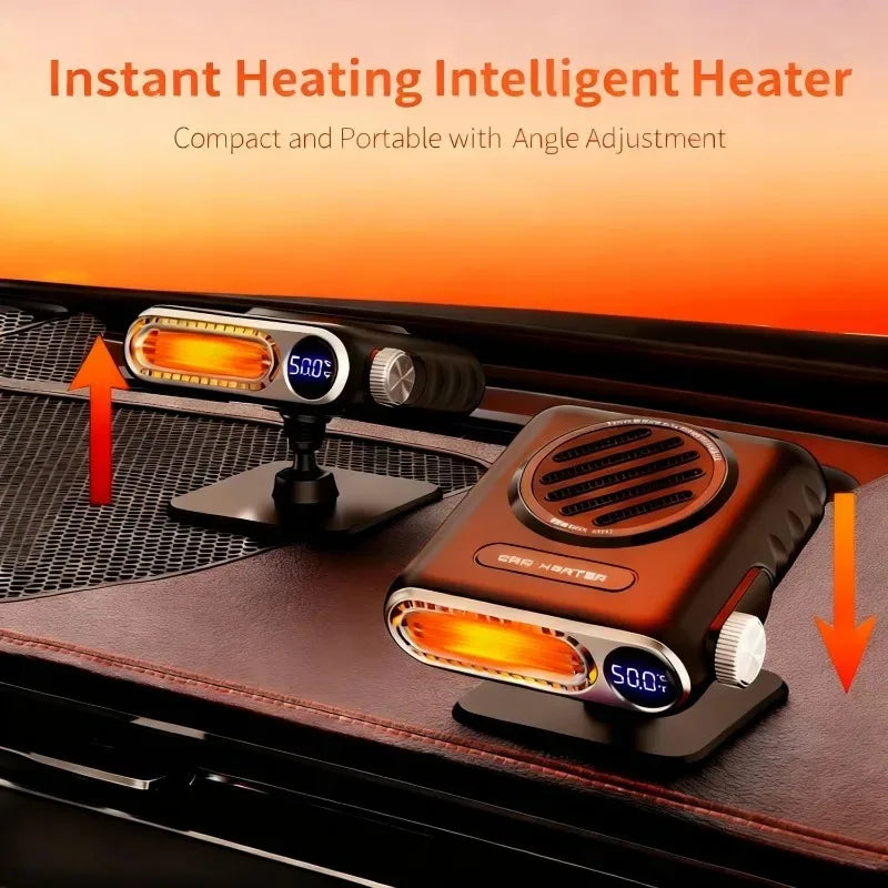 Electric Heater Fan with Digital Display Fast Heating Fan 12V/24V Car Heater Winter Car Speed Heating Fan Defogging Heat