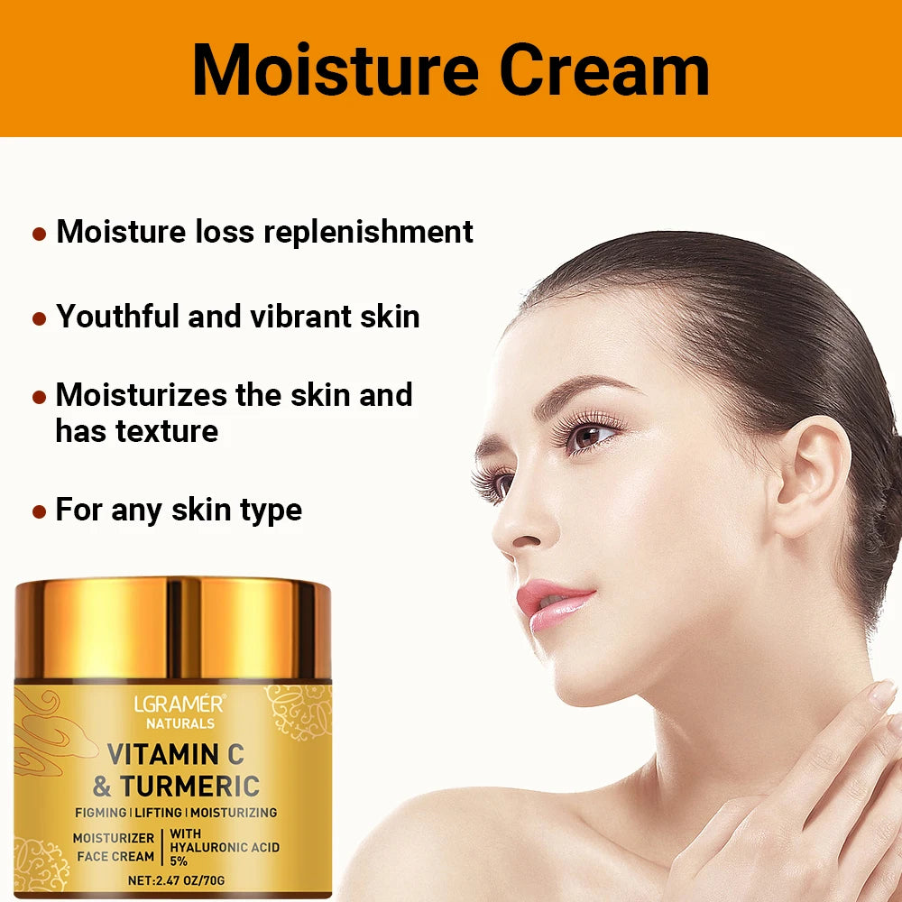Turmeric Vitamin C Face cream Retinol Moisturizing Firming Hyaluronic Lightening Repairing Smooth Skincare Whitening Cre