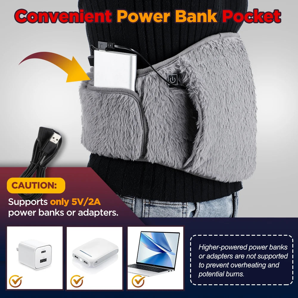 Electric Heating Belt Hand Warmer USB Charging Portable Heater Hot Compress Therapy Abdominal Waist Menstrual Uterus War