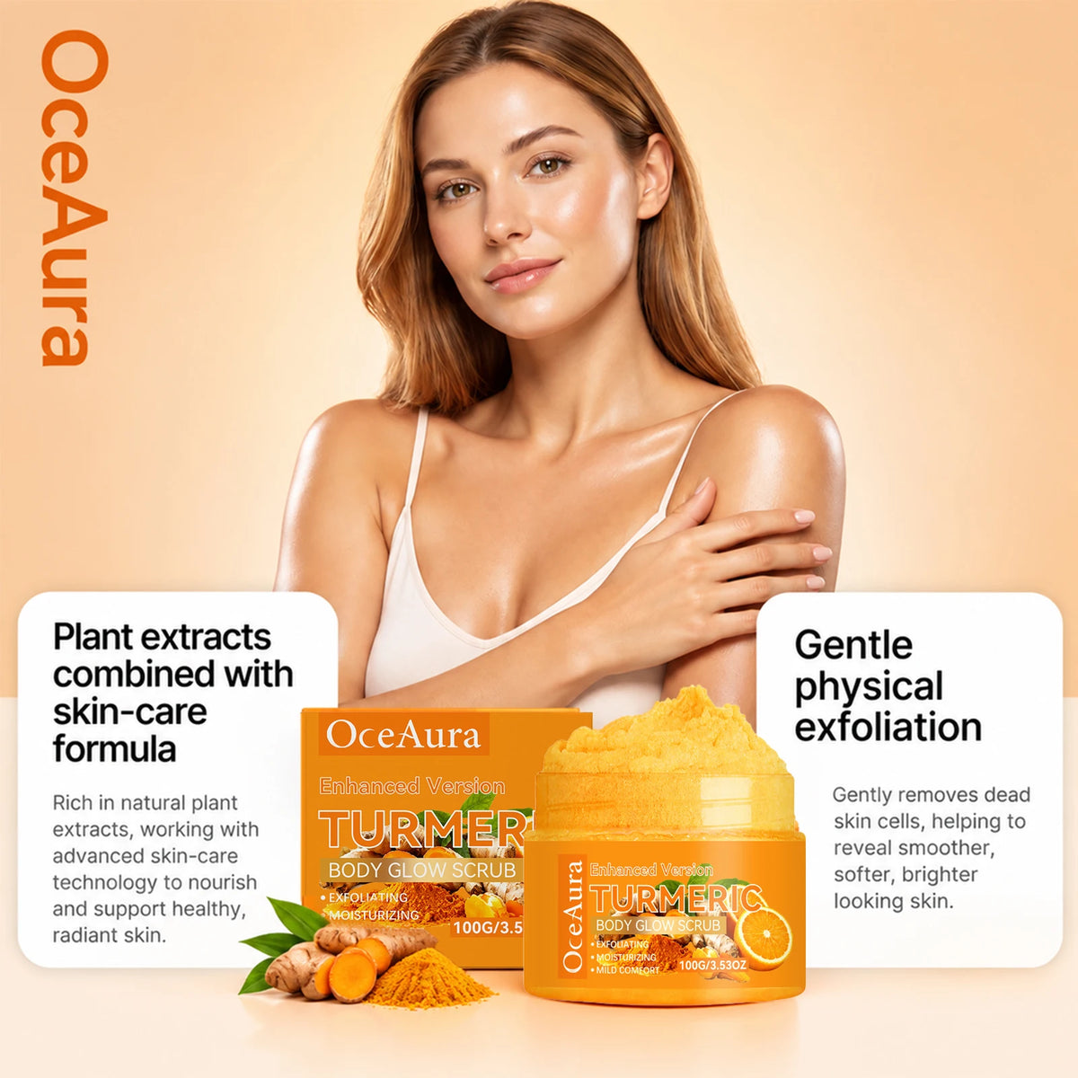 Turmeric Scrub Body Cleaning Lightening Dark Underarm Leg Body Cleansers Brightening Leaving Skin Hydrated Soft Smooth R