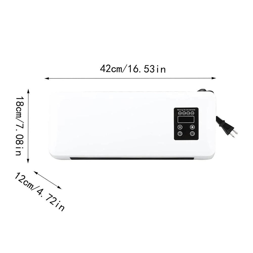 1500W Wall-mounted Electric Indoor Heater with Remote Control, 2 in 1 Mini Warmer / Ventilation Fan For Bedroom Bathroom