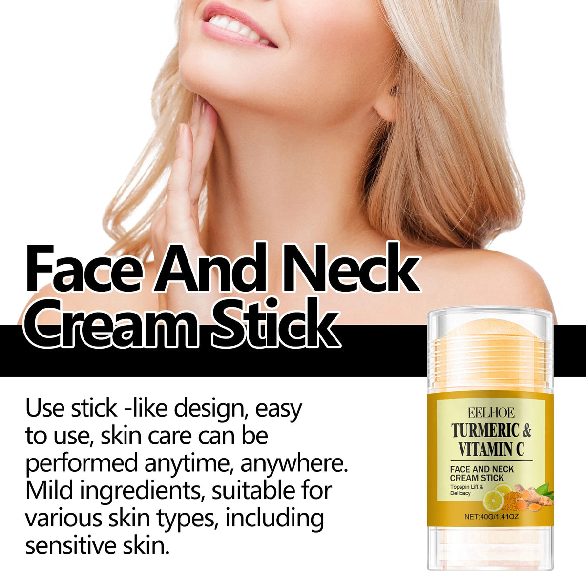 Turmeric Face Stick Vitamin C Neck Cream Revitalizing Brightening Moisturizer Clay Mask Balm For Even Tone Deep Pore Pur