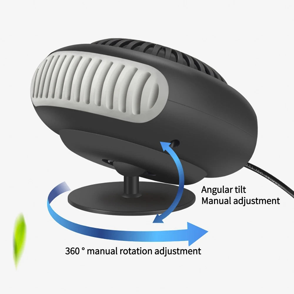 12V Car Heater 360° Rotatable Plug-In Fan