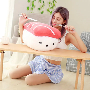 3 Colurs Creative Plush Toys Stuffed Tuna Omelette Salmon Sushi Soft Nap Pillow Cushoin Sweety Gift For Girlfriend