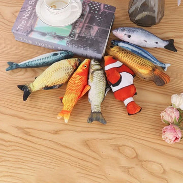 D 1Pcs/2Pcs Catnip Fish Cat Toys Soft Linen Bite-Resistant Plush Fish Interactive Chew Toys for Indoor Cats Pet Supplies