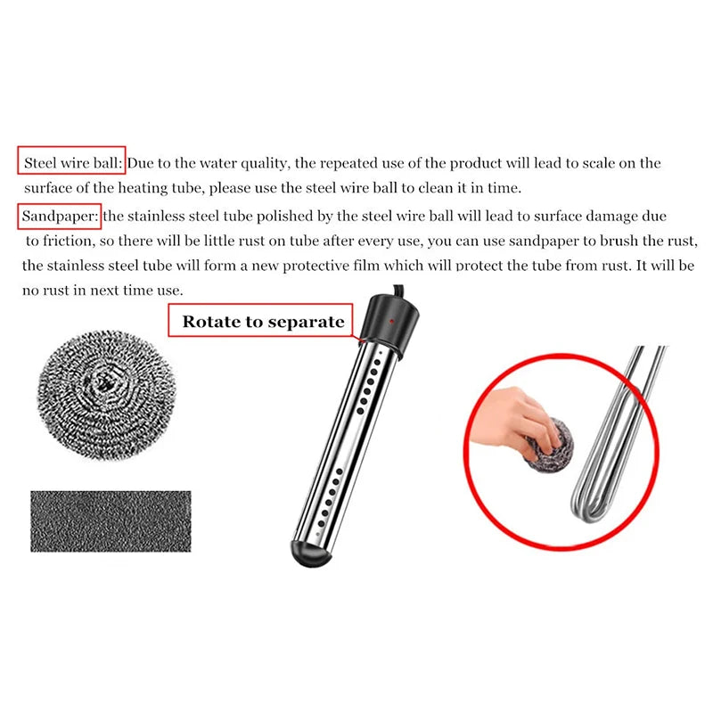 3000W EU 220V Electric Heater Boiler Water Heating Element Portable Immersion Suspension Bathroom Swimming Pool AU/EU/UK