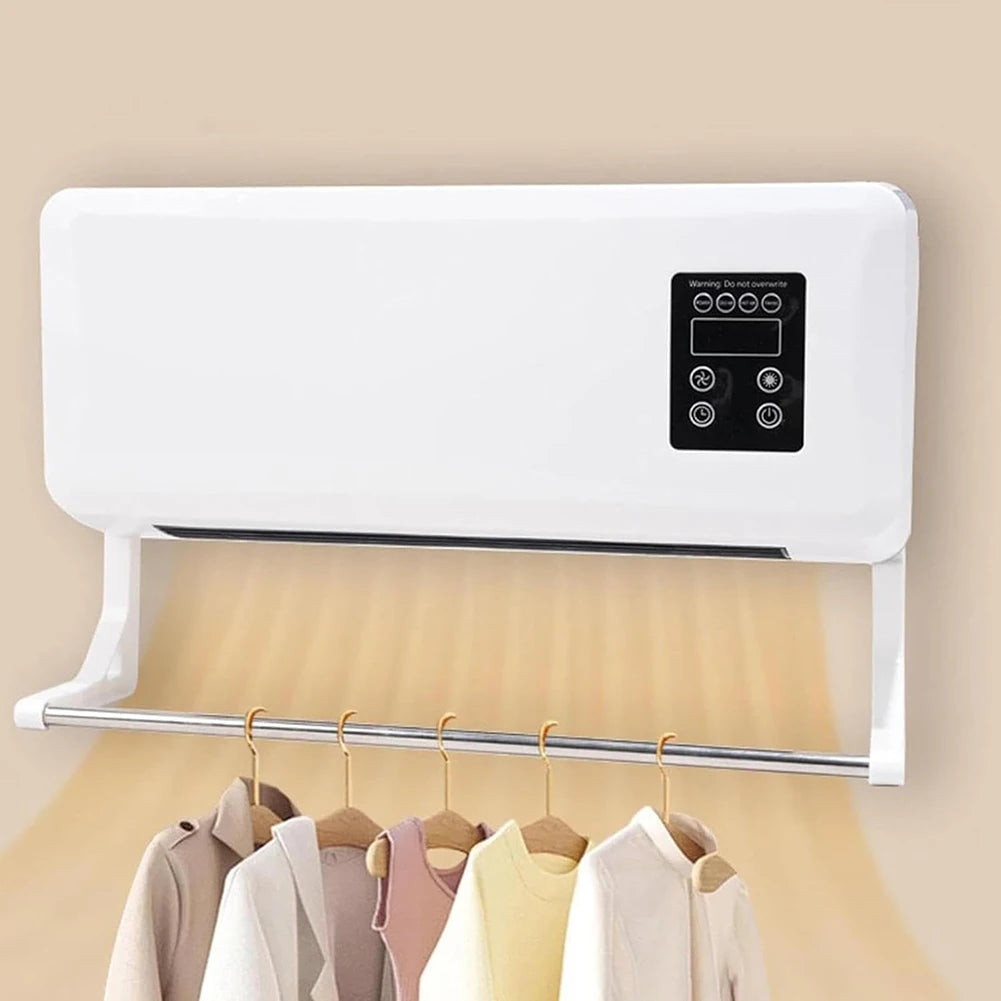 1500W Wall-mounted Electric Indoor Heater with Remote Control, 2 in 1 Mini Warmer / Ventilation Fan For Bedroom Bathroom