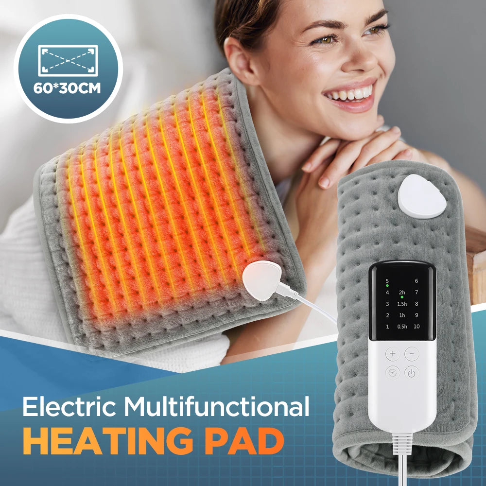 Electric Heating Pad Multifunctional Physiotherapy Heating Blanket Cushion 10 Levels Temperature Timing Body Back Warmer