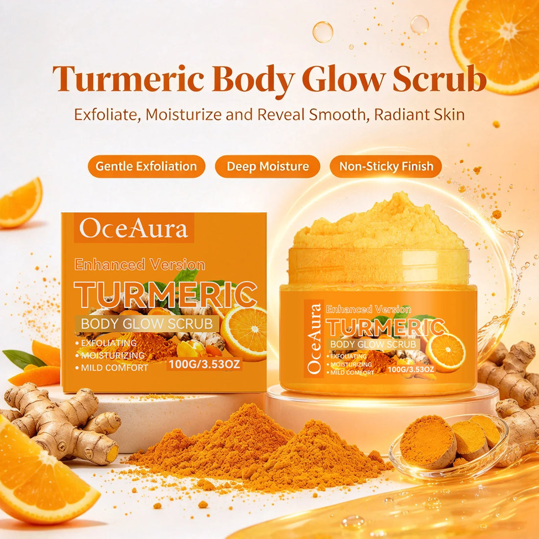 Turmeric Body Scrub Gentle Exfoliating Soft Moisturizing Brightening Body Scrub Smooth KP Glowing Restore Skin Anti-Dull