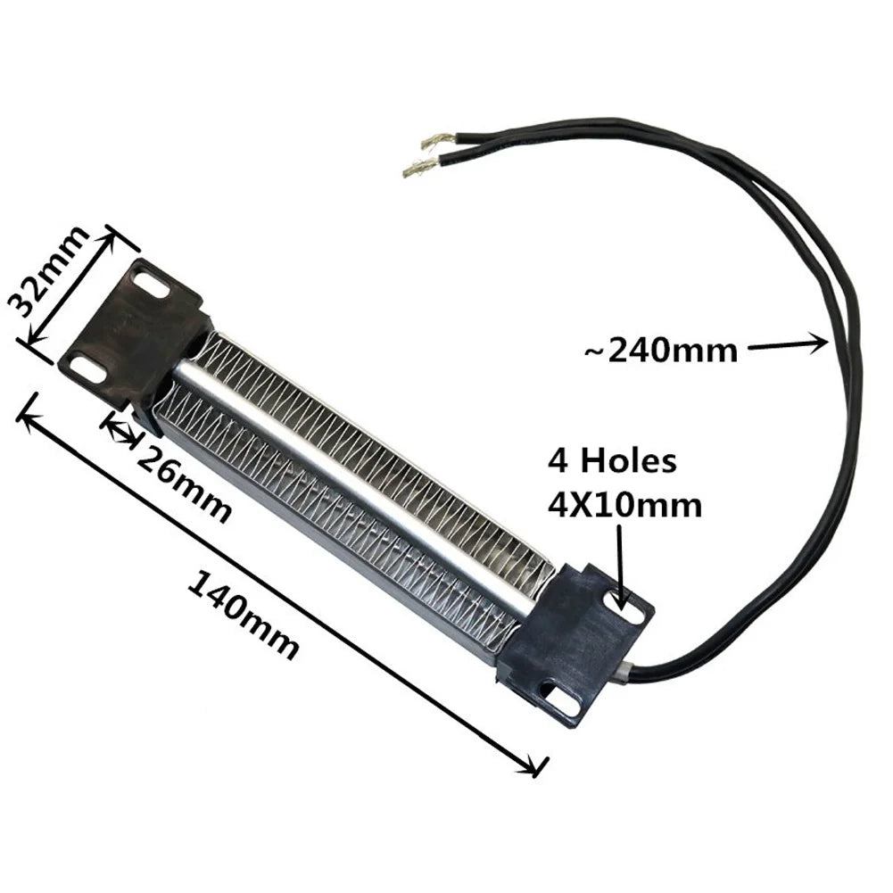12V 50W/100W/150W PTC Air Heater Silver & Black