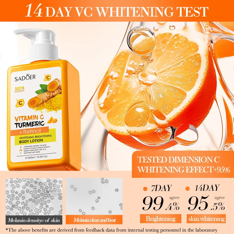 Turmeric Vitamin C Body Lotion Super Moisturizing Tender Firming Skin Brightening Face Cream Dark Spots Lighten Skin Car