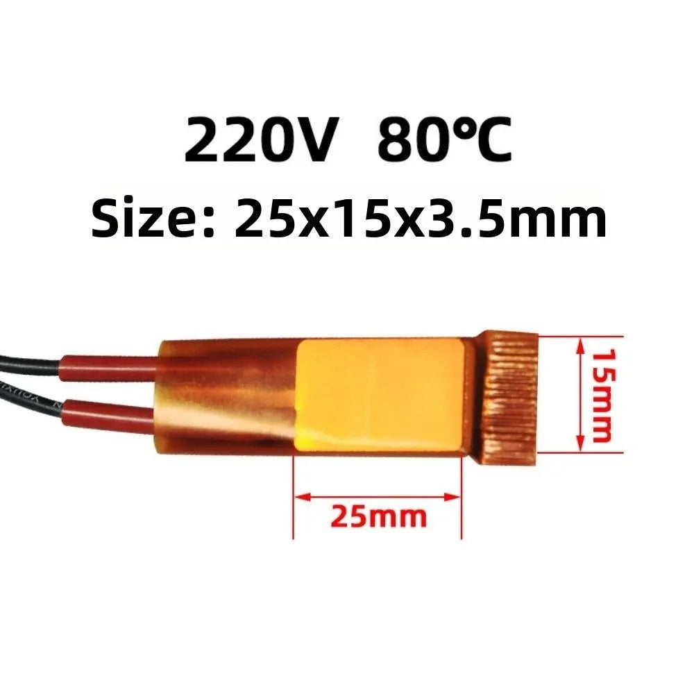 New 60-270 Degrees Heating Element 12V 24V 110V 220V 25*15*3.5mm Curlers Heater Celsius PTC Heaters For Miniature Heatin