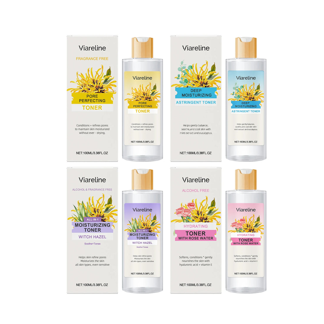 Witch Hazel Toner Relieve Dryness Refine Pore Improve Roughness Lifting Firming Repair Damaged Skin Brightening Rose Toner 100ml