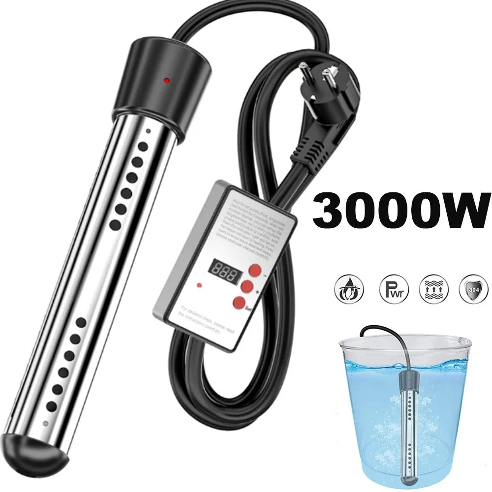 3000W EU 220V Electric Heater Boiler Water Heating Element Portable Immersion Suspension Bathroom Swimming Pool AU/EU/UK